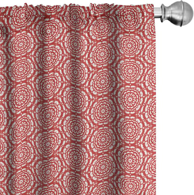 ABAKUHAUS Voorhangen – 2x75x175 cm – Rood-Wit Geometrisch