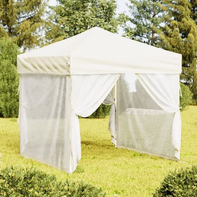 vidaXL - Partytent - inklapbaar - met - zijwanden - 2x2 - m - crèmekleurig