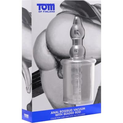 XR Brands - Tom of Finland - Anal Rosebud Vacuum with Beaded Rod - Transparent
