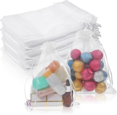 Dailygoods- Organza zakjes 50 stuks - 15 x 20 cm - Cadeauzakjes met trekkoord - Sieradenzakjes - Herbruikbare zakjes - Hoogwaardig materiaal