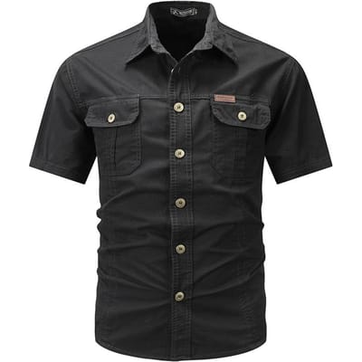 Chemise à manches longues pour homme, nouvelle collection printemps et automne, en coton, décontractée, couleur unie, décoration, veste corporelle M black