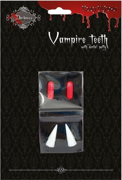 Vampiertanden halloween - met bloedcapsules - Halloween/horror verkleed accessoires- 2x Hoektanden