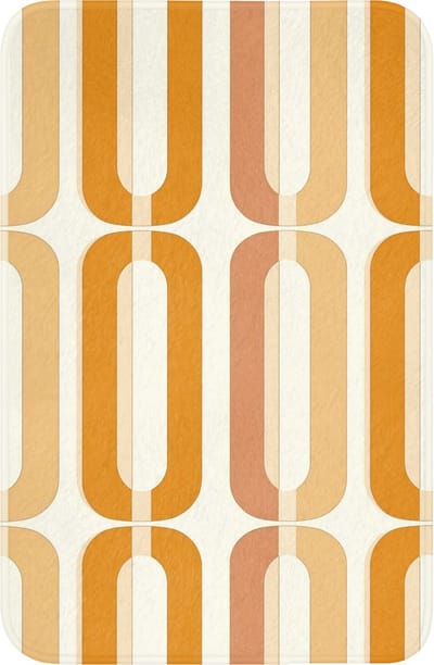 WC mat 40x60 cm - Antislip - U-vorm - Retro - Oranje - Toiletmat - Vloermat - Douchemat - Toilet tapijt - Toiletmatten
