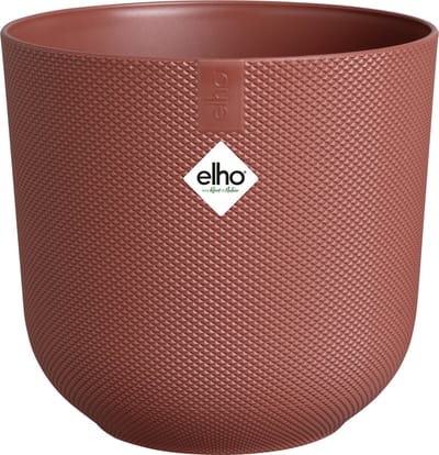 Elho Jazz Rond 19 Bloempot voor Binnen - Woonaccessoire van 100% Gerecycled Plastic - Ø 18.9 x H 17.6 cm - Toscaans rood
