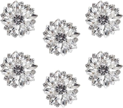 6 Stuks Kristallen Knopen in Bloemvorm 25mm met Strass Versiering voor Kleding, Tassen en Schoenen DIY
