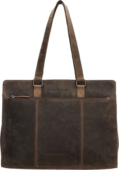 Hide & Stitches Idaho Laptoptas 15,6 inch (34.5x19.4 cm) - 100% Leer - Donkerbruin