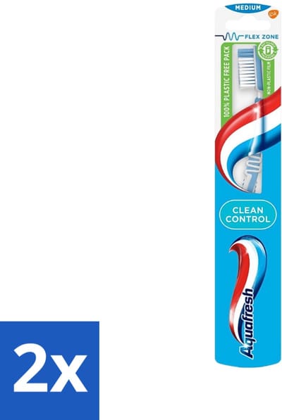 Aquafresh - Tandenborstel - Clean Control - Medium - Grondige Reiniging - 1 Tandenborstel - Voordeelverpakking - 2 stuks