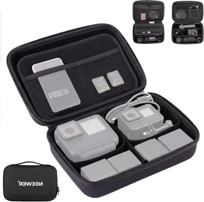 Draagtas voor Actiecamera en Accessoires, Waterdichte Opbergtas met DIY Scheidingswanden en Mesh Vakken, Geschikt voor GoPro en DJI Osmo 360