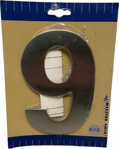 Huis nummer 9 R.V.S 15cm - Intersteel