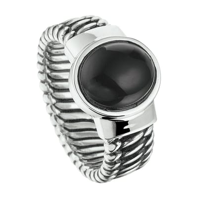 Schitterende Zilveren Zegelring Geoxideerd met Zwarte Onyx 17.25 mm. (maat 54) model 272