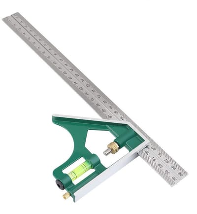 Hoekmeter 300 mm met waterpas voor nauwkeurige hoeken van 45/90 graden, ideaal voor timmerwerk en metingen