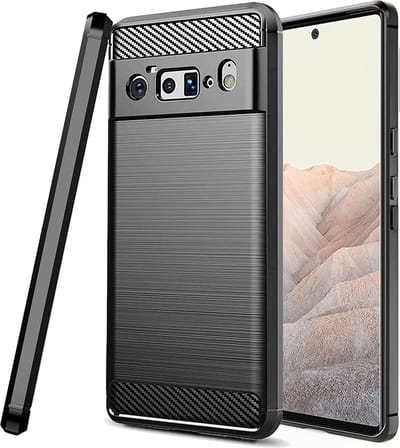 Hoesje geschikt voor Google Pixel 6 Pro - Techsuit Carbon Silicone Back Cover - Zwart