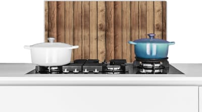 Spatscherm keuken 60x30 cm - Kookplaat achterwand Hout - Brocante - Patronen - Muurbeschermer - Spatwand fornuis - Hoogwaardig aluminium