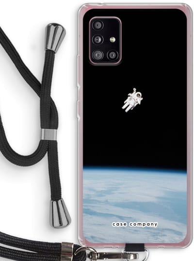 Case Company® - Hoesje met koord geschikt voor Samsung Galaxy A51 5G hoesje met Koord - Alone in Space - Telefoonhoesje met Zwart Koord - Bescherming aan alle Kanten en Over de Schermrand