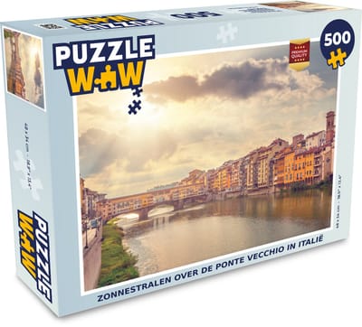 Puzzel Zonnestralen over de Ponte Vecchio in Italië - Legpuzzel - Puzzel 500 stukjes