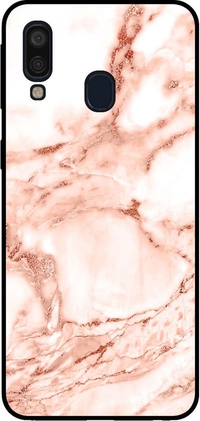 Smartphonica Telefoonhoesje voor Samsung Galaxy A40 marmer look - backcover marmer hoesje - Wit Rosé Goud geschikt voor Samsung Galaxy A40