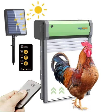 UniEgg™ Premium Automatische kippenluik met daglicht sensor + zonnepaneel + afstandsbediening - duurzaam - hoge kwaliteit - Hokopener voor dieren – Chickenguard – Kippenhok deur - dierenluik - Premium luikje op zonnepaneel met veiligheidsfunctie