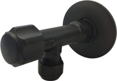 Solidparts Hoekstopkraan Zwart met rozet 10mm x 1/2"