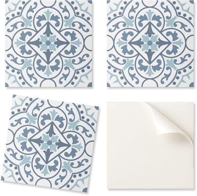 Set vinyltegels met print, klaar voor installatie, bloemenpatroon in ornamenten, 20x20x20 cm
