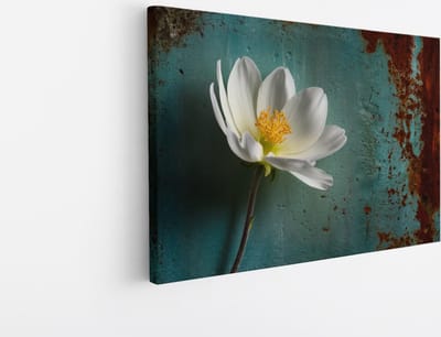 Saammp Canvas Schilderij - Abstracte Witte Bloem - vintage - Abstract - 30x20 - Foto op canvas - Wanddecoratie - Muurdecoratie Woonkamer - Kantoor Decoratie