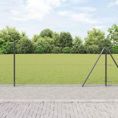 Hekpalen Set - Draadhek Palen - Tuin Beveiligen - Roestbestendig Staal - 50 Meter - Grijs