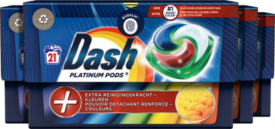Dash Platinum Pods +Vlekverwijderingskracht - Wasmiddel - 4 x 21 Wasbeurten Voordeelverpakking