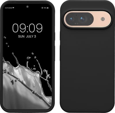 kwmobile hoesje geschikt voor Google Pixel 9 / Pixel 9 Pro case - Siliconen telefoonhoesje - Telefoon beschermhoes - Smartphone cover in mat zwart