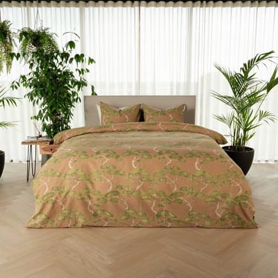 Kayori Aria Dekbedovertrek Katoen - 200x200-220 + 2 slopen - Tweepersoons - Uniek Dessin - Taupe