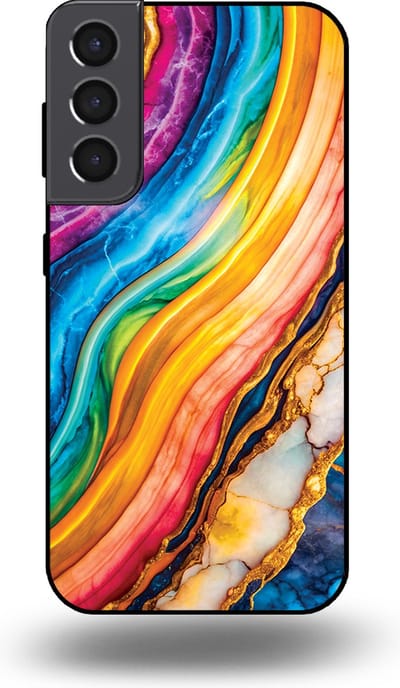 Smartphonica Telefoonhoesje Geschikt voor Samsung Galaxy S22 Plus met Regenboog Goud Marmer Opdruk - TPU Backcover Case Rainbow Gold Marble Design geschikt voor Samsung Galaxy S22 Plus
