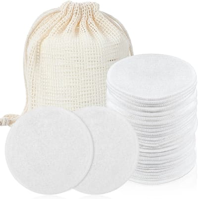Herbruikbare Make-up Pads - 31 Stuks Ronde Wasbare Katoenen Pads met Mesh Compartment voor Gezichtsreiniging en Huidverzorging, Geschikt voor Alle Huidtypes