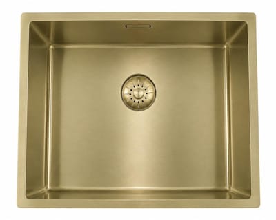 Pure.Sink Comfort PVD Gouden spoelbak 50x40 cm 10mm radius onderbouw, vlakbouw en opbouw PCM5040-60