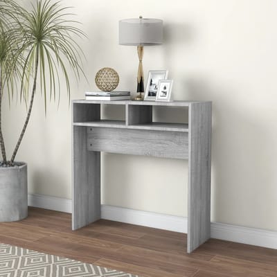 vidaXL - Wandtafel - 78x30x80 - cm - bewerkt - hout - grijs - sonoma - eikenkleurig