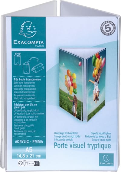 Exacompta 10x Infostaander A5 drieluik - Transparant - 85558D