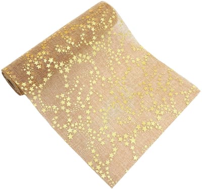 Dailygoody - Jute tafelloper - Kersttafelloper - Luxe decoratie voor feesttafel - Goud - Tafeldecoratie - Perfect voor kerst - 28 cm x 5 m