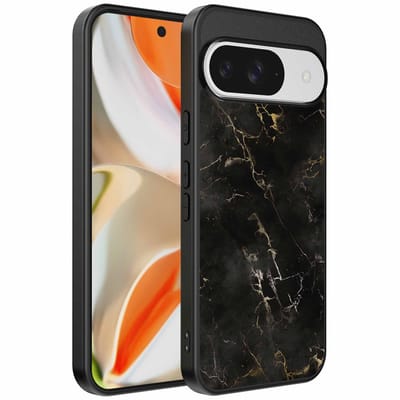Geschikt voor Google Pixel 9 Pro XL Telefoonhoesje met marmer opdruk - TPU backcover case black marble design - Zwart - Smartphonica geschikt voor Google Pixel 9 Pro XL