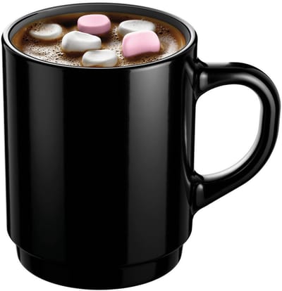 Luminarc Koffiemokken Lagos - 1x stuks - Hard Glas - zwart - 250 ml - 7 x 9 cm