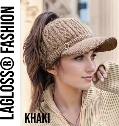 LaGloss® Fleece Gevoerde Dames Baseballpet – Stretch Winterpet – Khaki
