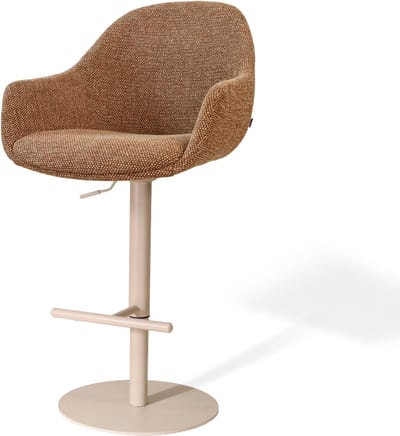 Nolon Niva-Mae Draaibare Tulp Barkruk Bruin Blend - Verstelbaar - Beige Onderstel - Stoffen - Comfortabel - Armleuning