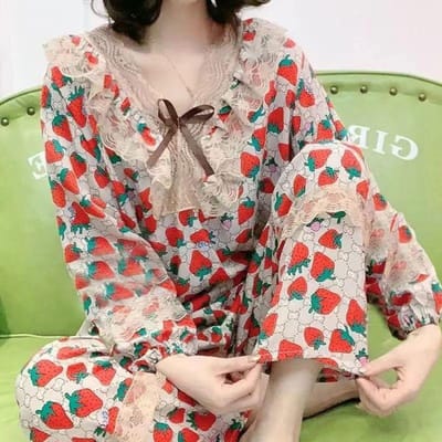 Pyjama d'automne et d'hiver pour femme, ensemble en velours doré, ample, col montant en dentelle, grande taille, style coréen 4XL
