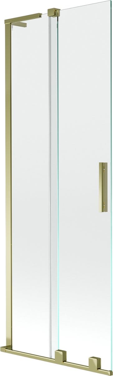Mexen Velar L badwand 2-delig schuifbaar 75 x 150 , transparant, goud - 896-075-003-01-50