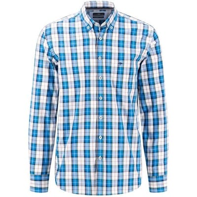 Fynch-Hatton Overhemd Combi Multi Checks Button Down Vibrant Blue / male