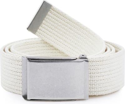Ladeheid Herenriem - Riem - Broekriem - Verstelbaar - Katoen - LA-EL-P10 - Ecru-Zilver - 120 cm
