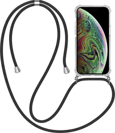 Telefoonhoesje Geschikt voor iPhone X/Xs met Koord en Stootrand - TPU Backcover Shockproof met Lanyard - Smartphonica geschikt voor Apple iPhone X/10;Apple iPhone Xs