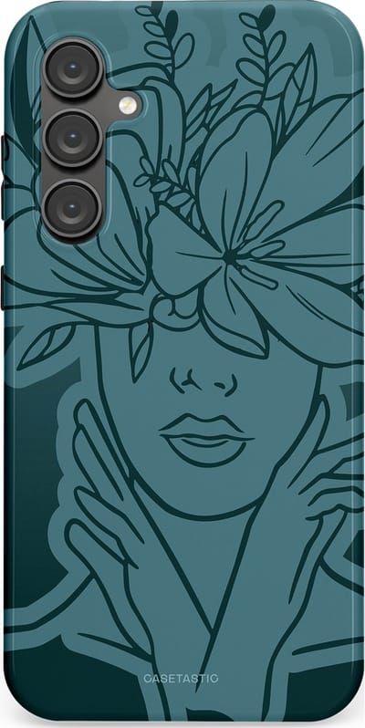 Casetastic hoesje geschikt voor Samsung Galaxy S23 FE - Dubbellaagse bescherming - Flora Femme - Fashion Case - Petrol Donkergrijs Grijs