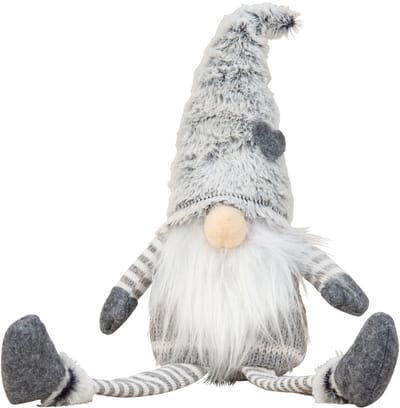Kersthuisjebestellen - Stoffen Gnoom - Kerstkabouter met bungelbenen - H=22cm - Kerstversiering