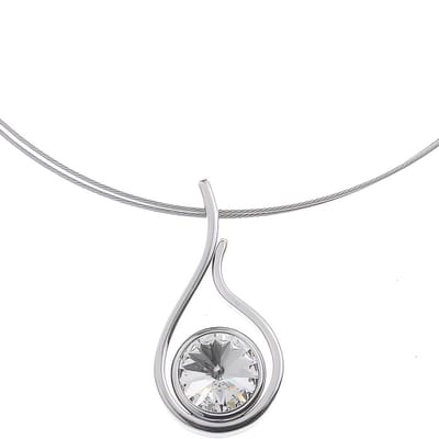 Behave Luxe Dames Ketting Zilverkleur met Kristal Hanger – Druppel Design – Verstelbaar 43-51 cm – Nikkelvrij – Elegant Cadeau voor Vrouw