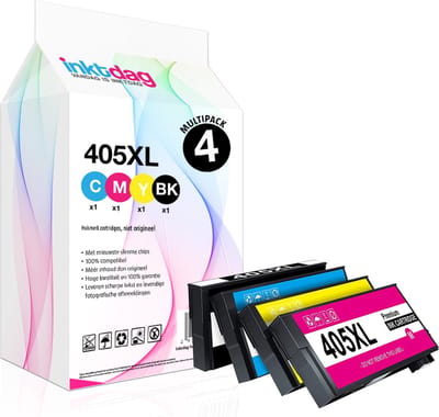 Inktdag inktcartridges voor Epson 405XL multipack, Epson 405xl inkt van 4 kleuren geschikt voor printers Epson WorkForce Pro WF-3820 DWF, WF-3825 DWF, WF-4820 DWF, WF-4825 DWF,WF-4830 DTWF, WF-7830 DTWF, WF-7835 DTWF, WF-7840 DTWF