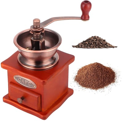Dailygoods- Handkoffiemolen Vintage Stijl - Houten Handvat - Keramische Slijpkern - Voor 2-3 Kop - Lichtgewicht 403g - Instelbare Maalgraad - Koffiemolen