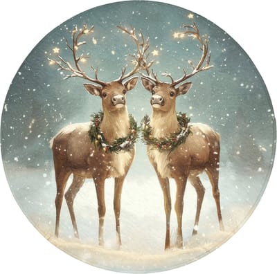 Badmat rond 70x70 cm - Antislip - Kerstmagie - Winterwoud - Rendier - Badmatten voor badkamer - Badkamermat - Douchemat - Ronde badkamer mat