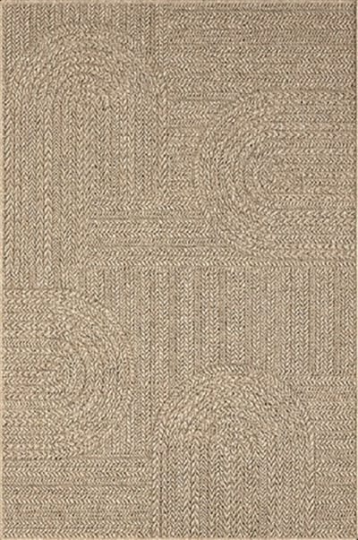Buitentapijt moderne organische look – Bruin – half-cirkelvormige patronen – Weerbestendig & Stijlvol-140 x 200 cm
